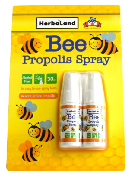 【30mL x 2 本】プロポリス スプレー HerbaLand Bee Propolis 喉の健康 カナダ産 子供OK（1歳未満を除く）咳 風邪 予防