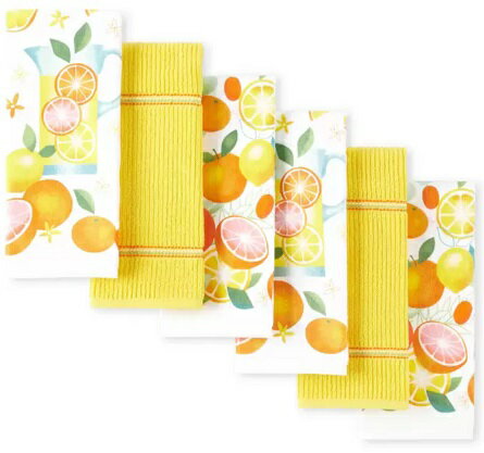 キッチンタオル 6枚 セット 43 x 71 cm シトラス Kitchen Towel 100％コットン 速乾性 食器拭き カウンター 台拭き おしゃれ コストコのサムネイル