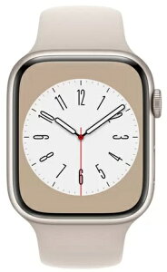 Apple Watch Series 8 GPSモデル 45mm スターライトアルミニウムケースとスターライトスポーツバンド - レギュラー Starlight 防塵性能 耐水性能 耐久性 通話 メッセージ Apple Pay 健康 排卵 酸素 心電図 心拍 ワークアウト
