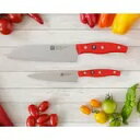 ZWILLING ツヴィリング ポルックス 包丁2本セット 三徳18cm ペティ13cm 赤 レッド 包丁ナイフ キッチン 肉 魚 野菜 耐久 切れ味 新調 新...