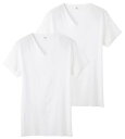 メール便 国産【 XLサイズ】YG メンズ カットオフ Vネック Tシャツ 2枚組 ホワイト 白 ブイネック 抗菌防臭加工 【ポスト投函】カットオフ ほつれにく...