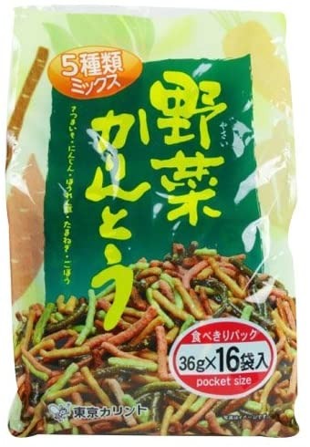 東京カリント 野菜かりんとう36g×16袋　さつまいも にんじん ほうれん草 たまねぎ ごぼう 細身
