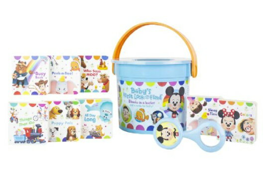 ディズニー　バケツ入りミニ絵本セット 8冊入 知育 プレゼント ギフト 誕生日 出産祝い DISNEY BUCKET O BABY LOOK AND FINE