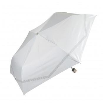 藤田屋 晴雨兼用折りたたみ傘 50cm 晴雨兼用丸手元 ボーダーリボン ホワイト SM-2551(KT)