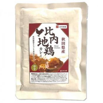 地鶏から取ったスープで仕上げた味わい深い中辛口のカレーです。比内地鶏の肉は噛むほどに旨みが溢れます。秋田県産比内地鶏を使用しています。保存方法:直射日光を避け、常温で保存してください。使用上のご注意※加熱直後は熱いので、やけどに気を付けてください。※電子レンジをご使用の際は、必ず他の容器に移し替え、ラップをかけて温めてください。※開封時に切り口で手を切らないようにご注意ください。※開缶後は速やかにお召し上がりください。調理方法沸騰したお湯の中にそのまま封を切らずに入れ、7?8分加熱後、ネギ等の薬味をのせてお召し上がりください。内容量150gサイズ個装サイズ：33.0×50.0×12.0cm重量個装重量：11000g仕様賞味期間：製造日より360日生産国日本原材料名称：カレー鶏肉(秋田県産)、オニオンソテー(大豆を含む)、トマトペースト、小麦粉、パーム油、カレー粉、砂糖、デキストリン、野菜(玉ねぎ、しょうが、にんにく)、食塩、チキンエキス、香辛料、だし醤油(大豆・小麦を含む)、たん白加水分解物(小麦・大豆を含む)/調味料(アミノ酸等:大豆由来)、カラメル色素、増粘剤(キサンタン)、酸味料アレルギー表示乳、小麦、大豆、鶏肉（原材料の一部に含んでいます）製造（販売）者情報販売者:こまち食品工業株式会社秋田県山本郡三種町外岡字逆川111製造所:株式会社秋田県食肉流通公社秋田県秋田市河辺神内字堂坂2-1fk094igrjs