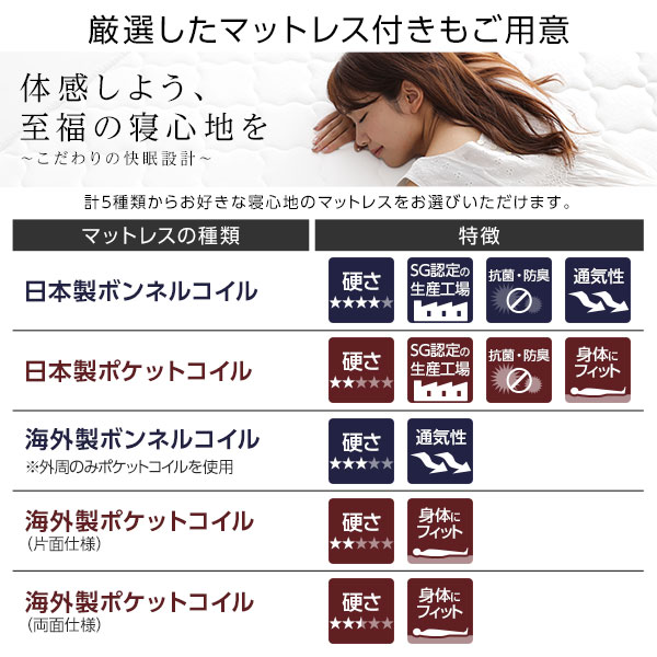 ベッド日本製低床連結ロータイプ木製照明付き棚付きコンセント付きシンプルモダンブラウンシングル海外製ボンネルコイルマットレス付き【代引不可】