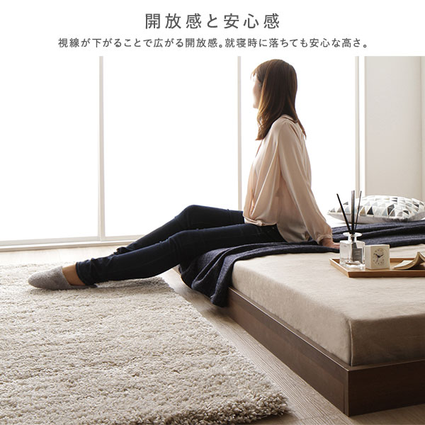 ベッド低床ロータイプすのこ木製コンパクトヘッドレスシンプルモダンナチュラルセミダブルボンネルコイルマットレス付き
