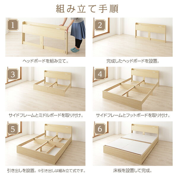 ベッド収納付き引き出し付き木製カントリー棚付き宮付きコンセント付きシンプルモダンホワイトシングルボンネルコイルマットレス付き