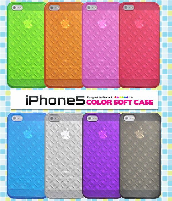＜スマホケース＞8色から選べる　iPhone5/5s/SE（アイフォン）専用カラーモザイクソフトケース クリア　1点【ip5-2004】