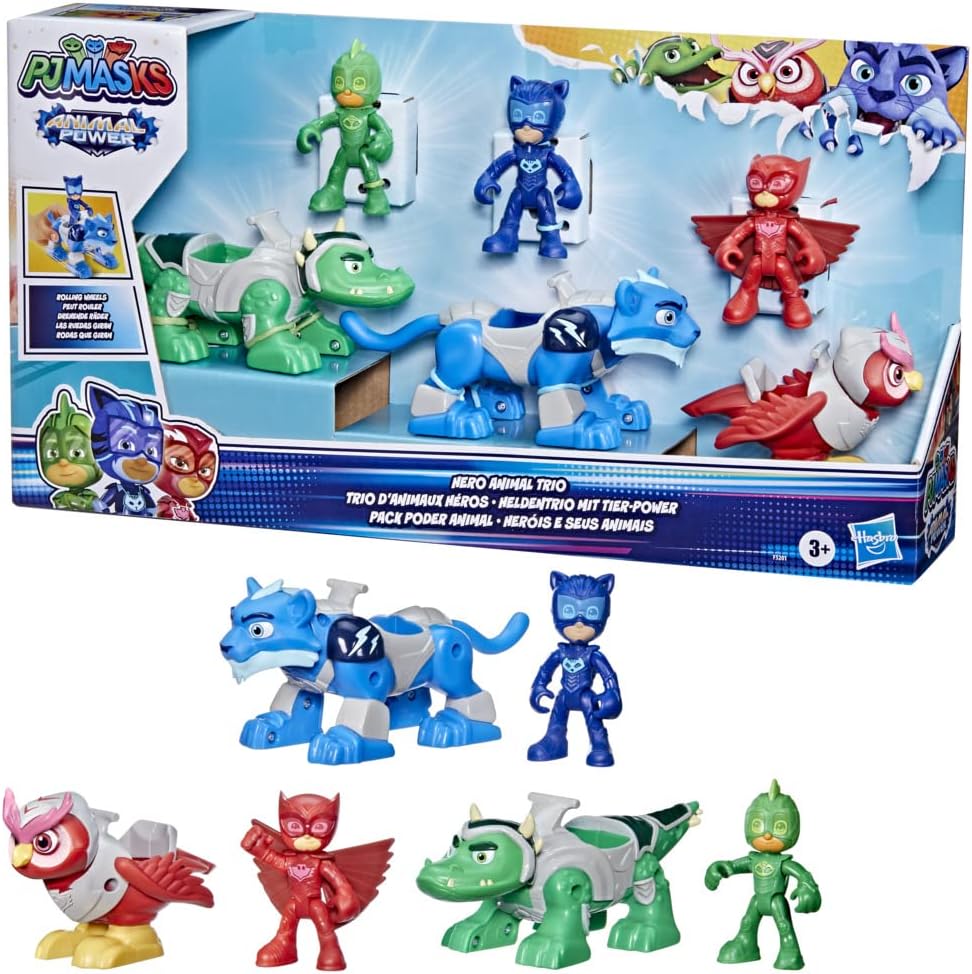 パジャマスク パワーヒーロー アニマル トリオ フィギュア セット キャットボーイ アウレット ゲッコー PJ Masks 乗り物 おもちゃ 並行輸入品