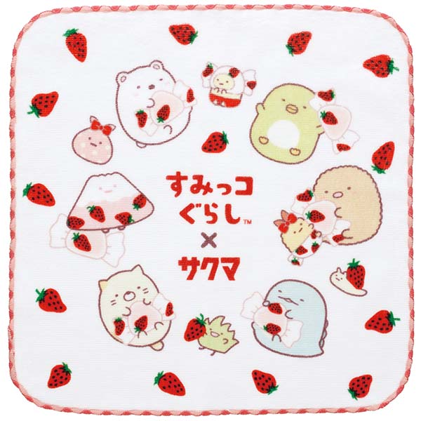 すみっコぐらし×サクマいちごみるくキャンディ ミニタオル B柄 CM51202 ハンドタオル サンエックス San-X 代引不可商品