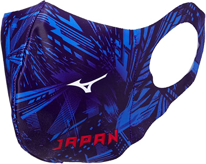 ミズノ ライフスタイルウェア JAPANロゴ入り マウスカバー 日本代表 応援グッズ ダイバーシティデザイン マスク ブルー Sサイズ 代引不可商品