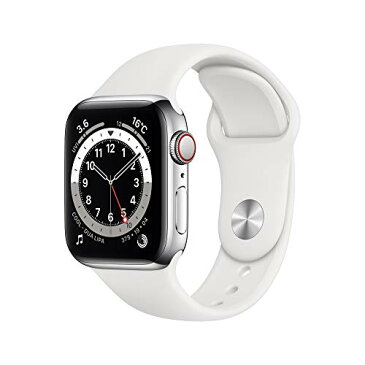 Apple Watch Series 6 GPS+Cellularモデル 40mmシルバーステンレススチールケースとホワイトスポーツバンド M06T3J/A