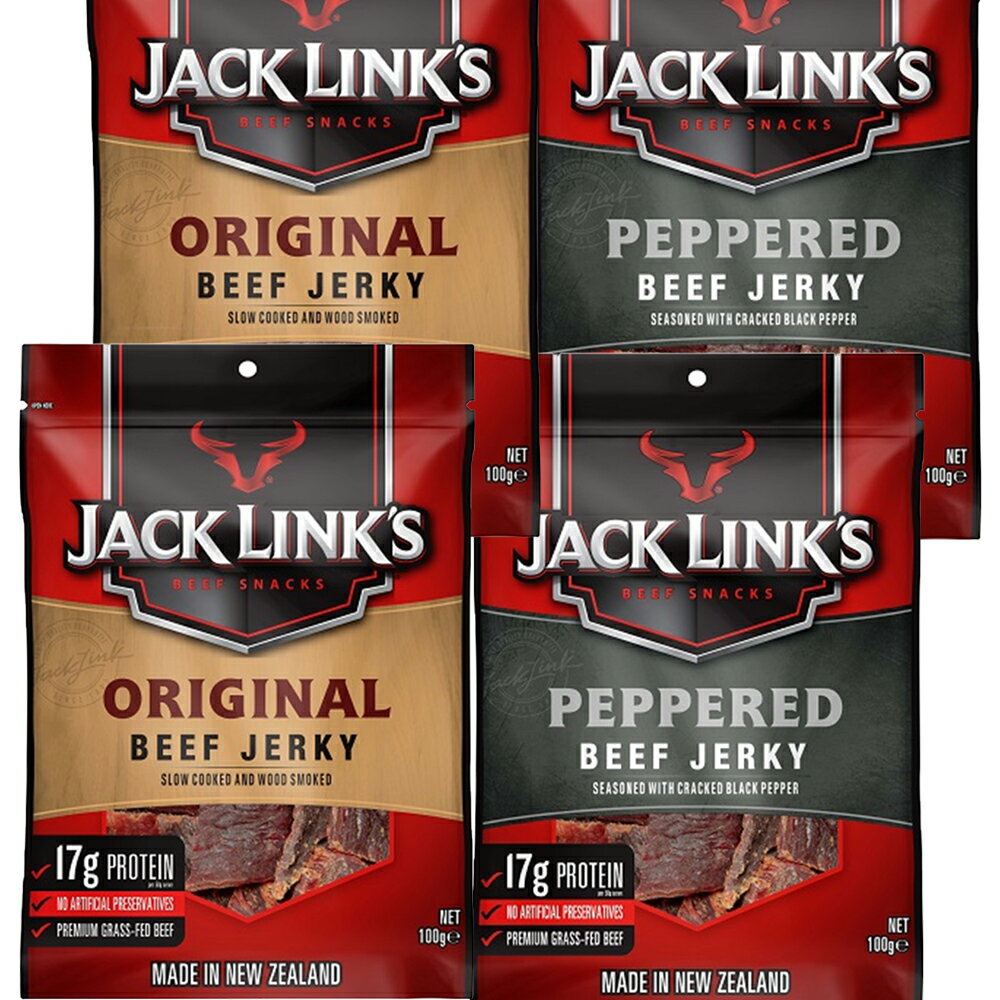 ジャックリンクス ビーフジャーキー 4袋セット (100g×4) オリジナル ペッパー 送料無料 おつまみ USAジャーキー