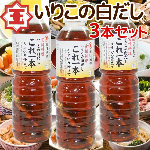 いりこの白だし これ一本 うすいろ仕立て 500ml 3本セット 送料無料 瀬戸内