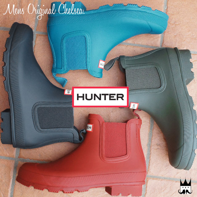 【送料無料】ハンター HUNTER メンズ レインブーツ MFS9075 MENS ORIGINAL CHELSEA チェルシーブーツ ショートブーツ サイドゴア 防水 ネイビー ブルー レッド ダークオリーブ evid