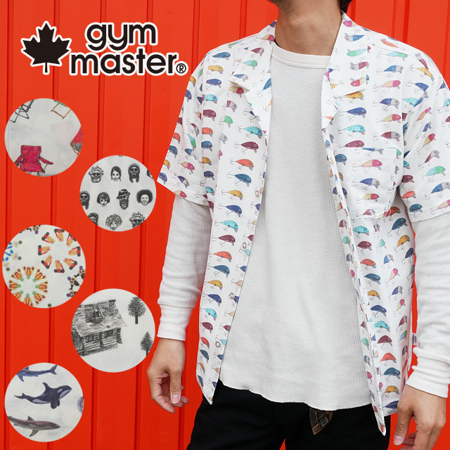 ＼5時間限定!最大10%クーポン有／gymmaster ジムマスター ハッピーペイントジャガードシャツ メンズ レディース G233632 半袖シャツ 開襟シャツ ルアー Smile 海 イルカ サメ チェア ログハウス ヨガ マスクマン 送料無料 最強翌日配送 evid