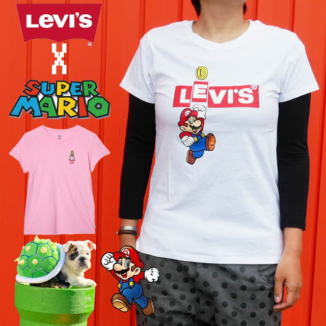 【ポイント最大44倍】【メール便送料無料】リーバイス LEVI'S X スーパーマリオ SUPER MARIO Tシャツ 半袖 クルーネック レディース 17369-0909 17369-0911 任天堂 ニンテンドー SUPERマリオ スーマリ ピーチ姫 トップス ギフト evid5 |3