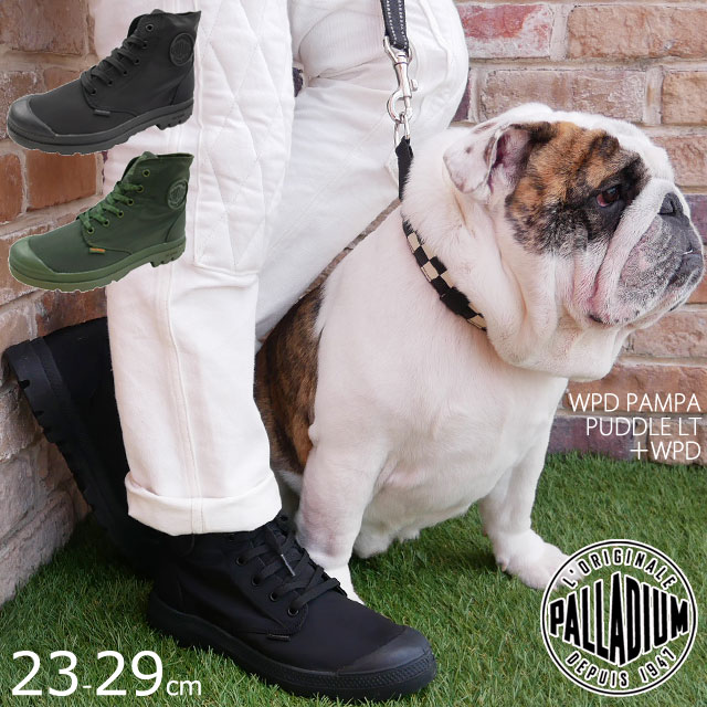 ■商品説明 パラディウム PALLADIUM レインシューズ ハイカット メンズ レディース スニーカー 防水 022(BLK/BLK/CHARCOAL)303(RACING GREEN)PALLADIUM(パラディウム)の起源である「Pampa(パンパ)」の形をそのままにアッパーには撥水処理を施し防水性のブーティーを内蔵したウォータープルーフモデルです。今回のモデルからアウトソールにラバーを貼ることでグリップ性が強化！ライニングにはドライレックス素材を採用することで、吸汗・速乾性も向上！今までの軽量性・防水性に新たな機能を加えることでパドルプラスとして進化しました！カラー展開も豊富なので梅雨時期だけでなくフェスや行楽シーズンなど、年間通して活躍する1足です。防水性のあるおしゃれなシューズをお探しの方にオススメのモデルとなっています。【検索用キーワード】23cm 23.0cm 24cm 24.0cm 25cm 25.0cm 26cm 26.0cm 27cm 27.0cm 28cm 28.0cm吸汗 速乾性 軽量性 防水性 替え紐付き 梅雨 フェス 行楽 お出掛け ウォータープルーフ アウトドア 黒 緑 カーキ ■サイズ選びにお悩みの方　サイズ目安 こちらの靴の場合 　23.5cm(US5.5)が丁度いいサイズでした。 ■サイズ目安について■ 目安として当店スタッフが着用した感じでの値です。 足のサイズが同じでも、骨格や肉付きで 最適な靴サイズが異なったり、『丁度良い』と感じるサイズに 個人差があるためあくまでも目安としてご利用ください。 ■素材 アッパー：ポリエステル(合成素材) アウトソール：EVA、ラバー ■商品カテゴリ こちらの商品の色違い はこちら PALLADIUM パラディウム はこちら メンズ スニーカー はこちら スニーカーその他 レディース はこちら メーカー希望小売価格はメーカーサイトに基づいて掲載しています QHBH　　「S」パラディウム PALLADIUM PALLADIUM(パラディウム)の起源である 「Pampa(パンパ)」の形をそのままに アッパーには撥水処理を施し防水性のブーティーを内蔵した ウォータープルーフモデルです。 今回のモデルからアウトソールにラバーを貼ることでグリップ性が強化！ ライニングにはドライレックス素材を採用することで、吸汗・速乾性も向上！ 今までの軽量性・防水性に新たな機能を加えることで パドルプラスとして進化しました！ カラー展開も豊富なので梅雨時期だけでなくフェスや行楽シーズンなど、 年間通して活躍する1足です。 防水性のあるおしゃれなシューズをお探しの方にオススメのモデルとなっています。 ■商品カテゴリ この商品のカラー違い はこちら PALLADIUM パラディウム はこちら メンズ スニーカー はこちら スニーカーその他 レディース はこちら