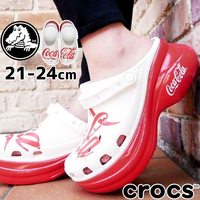 ＼ポイント8倍 5/20限定／クロックス crocs レディース サンダル コカ・コーラ×クロックス クラシック ベイ クロッグ ウィメン 厚底サンダル クロッグサンダル コラボ プラットフォーム サボサンダル 靴 207234-119 ホワイト/レッド 送料無料 あす楽 evid |6