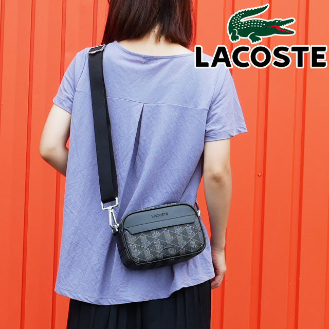 【あす楽】ラコステ LACOSTE メンズ レディース ザ ブレンド モノグラムリポーターバッグ ショルダーバッグ ショルダーポーチ ボディバッグ 斜め掛け レザー NH3650L 【送料無料】 evid