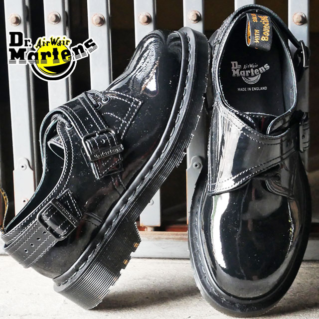 ドクターマーチン Dr.Martens メンズ レディース カジュアルシューズ バーレー ダブルバックル 5ホールシューズ ローカット カジュアルシューズ ドレスシューズ モンクストラップ メイドインイングランド 靴 エナメル 26889001 ブラック 黒 送料無料 あす楽 evid