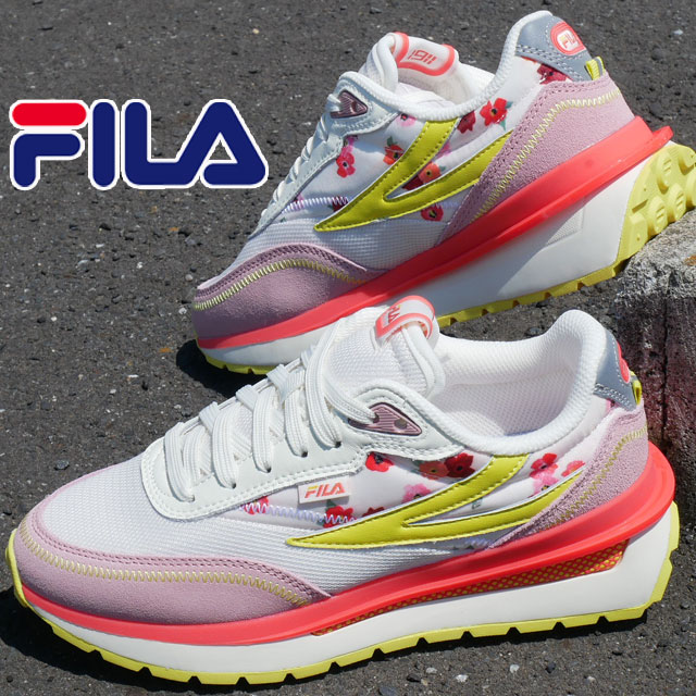 【送料無料】フィラ FILA レディース スニーカー ルノ トロピカル 厚底スニーカー ダッドスニーカー ダッドシューズ ローカット 5RM01984 140 ホワイト 白 ボタニカル柄 花柄 紐靴 【あす楽】evid |6