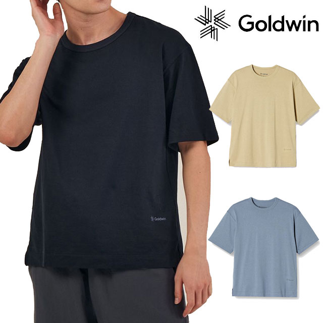 ゴールドウィン Goldwin メンズ レディース Tシャツ リポーズ ペーパー リラックスTシャツ 半袖 トップス アパレル リカバリーウエア 光電子 GC41123 バインダーネック 服 メイドインジャパン 日本製 ネイビー ブルーグレー ベージュ 送料無料 evid