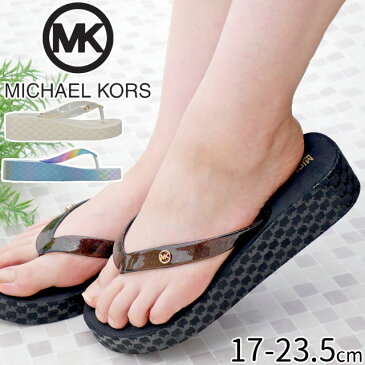 【あす楽】マイケル コース MICHAEL KORS ビーチサンダル ウエッジサンダル 厚底サンダル 靴 トングサンダル カジュアルシューズ モノグラム ヒール高さ約4cm ブラック MK100327C バニラ MK100415C ペールブルー MK100373C ゲージ イリエナ【送料無料】 evid