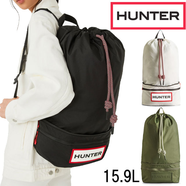 楽天ワールド靴店ハンター HUNTER リュック メンズ レディース トラベル リップストップ リサイクル ナイロン 2WAY バックパック ボディバッグ ショルダーポーチ ナイロン 耐水 収納 パッカブル アウトドア ブラック ホワイト カーキ UBB1519NRS 送料無料 あす楽 evid