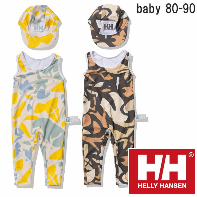 楽天ワールド靴店ヘリーハンセン HELLY HANSEN 水着 帽子 ベビー キッズ 男の子 女の子 ビーチプリントフルジャンプスーツラッシュガード スイムウェア つなぎ ロンパース 子供用 赤ちゃん HB72309 プール 水泳 海水浴 川遊び 水遊び UVカット 紫外線対策 送料無料 evid