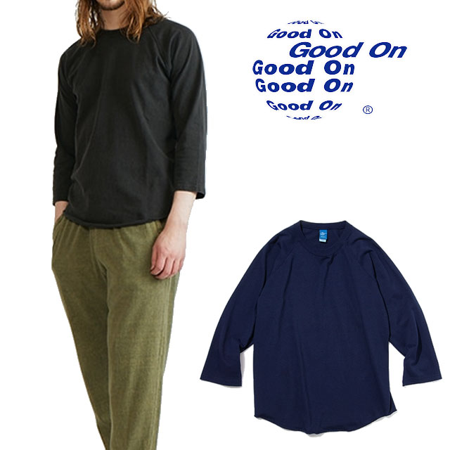 \ポイント7倍 12/1迄/グッドオン Good On メンズ レディース ロンT ベースボールTシャツ 七分袖 クルーネック トップス カットソー ウェア G...