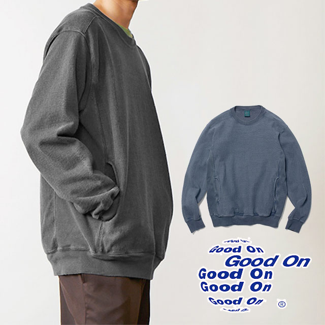＼5時間限定!最大10%クーポン有／グッドオン Good On スウェット トレーナー メンズ レディース ヘビークルー スエット GOBW1912 数量限定商品 トップス クルーネック 長袖 無地 アパレル 服 ポケット付き 日本製 黒 紺 送料無料 最強翌日配送 evid