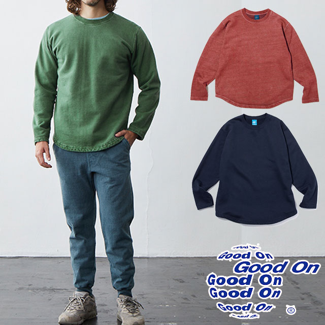 ＼5時間限定!最大10%クーポン有／グッドオン Good On スウェット トレーナー メンズ レディース ラフクルースウェット GOBW1609 トップス カットソー コットン カジュアル 長袖 裏起毛 ウェア アパレル 服 日本製 緑 赤 紺 送料無料 最強翌日配送 evid