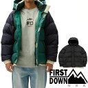 \ポイント7倍 10/17 9:59迄/ファーストダウン FIRST DOWN ダウンジャケット メンズ フード脱着 ダウンジャケット F542003 マイクロフト アウター 防寒 上着 防水 撥水 透湿 蒸れにくい アウトドア キャンプ グランピング アパレル 服 黒 緑 送料無料 最強翌日配送 evid