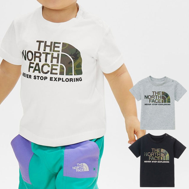 ザ・ノースフェイス Tシャツ キッズ ベビー NTB32359 ショートスリーブカモロゴティー 半袖 ハーフスリーブ トップス 上着 カットソー ベイビー 赤ちゃん ベビー服 ウエア アパレル 出産祝い 子供の日 プレゼント 灰 黒 白 メール便送料無料 evid