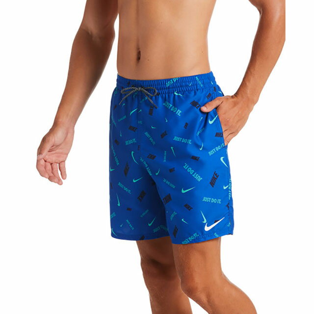 ナイキ インナー付き ショートパンツ メンズ ロゴフェッティ7 ボレーショーツ 水着 スイムパンツ アパレル ハーフパンツ 海パン スポーツウェア サーフパンツ ボトムス ブルー NIKE SWIM NESSA473 N494 メール便送料無料 evid