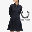 フレッドペリー シャツワンピース レディース ウーブンメッシュシャツドレス 長袖 アパレル きれいめ 服 膝丈 カジュアル ウェア 綿100% D8162 60...