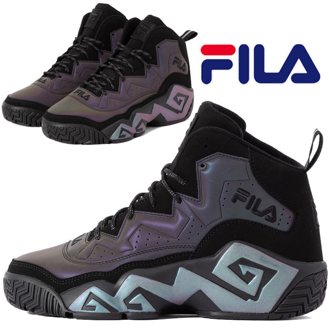 楽天ワールド靴店フィラ MB 厚底 スニーカー メンズ 靴 黒 バスケットボールシューズ レディース バッシュ FILA MFW24020 057 ブラック/リフレクト ハイカット ダッドシューズ 送料無料 最強翌日配送 evid