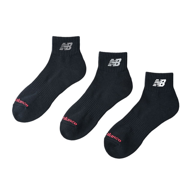 ニューバランス 靴下 メンズ LAS55637 ミッドレングス3Pソックス レディース 3枚組 くるぶしソックス 3足セット くるぶし丈 スニーカーソックス アパレル スポーティ ロゴ ワンポイント アソートカラー BK メール便送料無料 最強翌日配送 evid |2