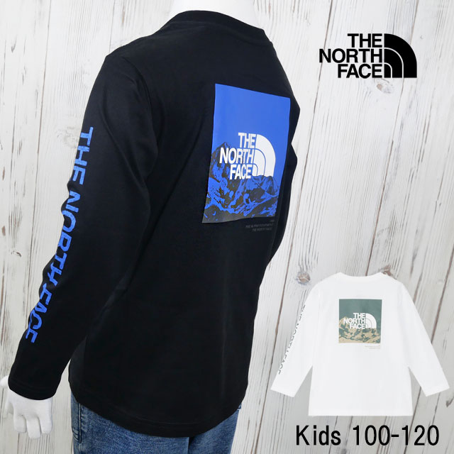 ザ・ノース・フェイス Tシャツ 長袖 キッズ 男の子 NTT32537 女の子 ティーシャツ トップス ロンティー バッグプリント ロゴ クルーネック 丸首 アパレル トドラー ロングスリーブスリーブグラフィックティー 黒 白 メール便送料無料 最強翌日配送 evid