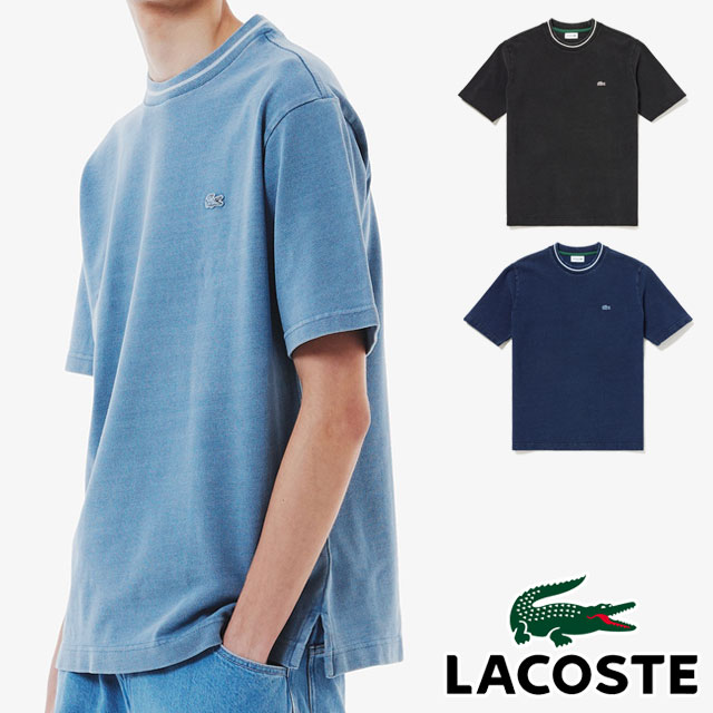 \ポイント7倍 12/1迄/ラコステ Tシャツ メンズ TH019J 配色リブニットインディゴTシャツ ティーシャツ 半袖 トップス アパレル カジュアル クル...