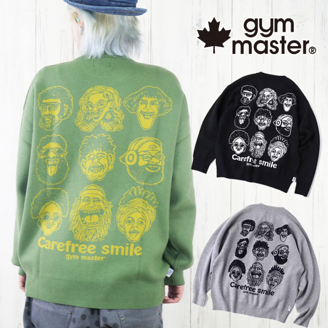 ジムマスター ジャガードニット ケアフリー スマイル クルーネック メンズ セーター 長袖 レディース トップス アパレル カジュアル 笑顔 ウェア 丸首 G621792 03 グレー 白 05 ブラック 黒 42 グリーン 服 送料無料 最強翌日配送 evid