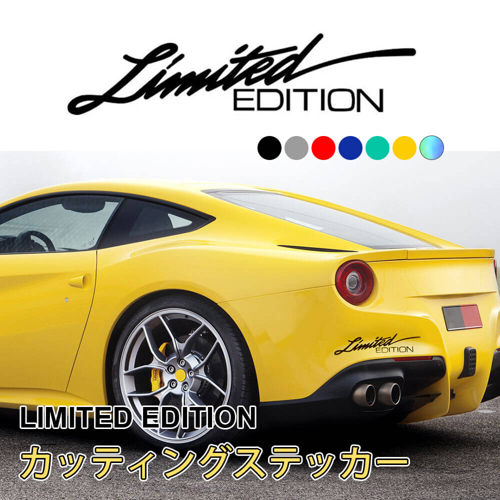 送料無料 カッティングステッカー LIMITED EDITION 防水 カーステッカー シール カスタムパーツ おしゃれ デコレーション ドレスアップ 安全対策 車 人気 おすすめ 外装パーツ 黒 シルバー 緑 青 黄 赤 レインボー 反射