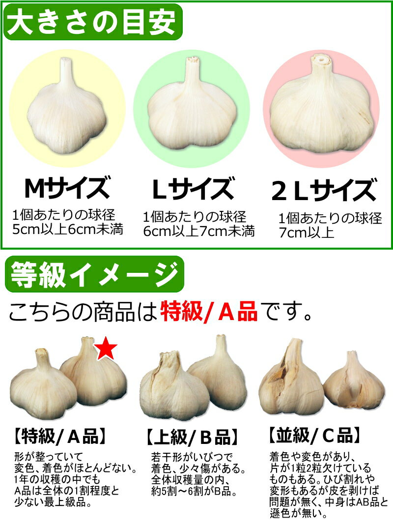 最安挑戦!!あす楽 にんにく 青森 1kg A品 Lサイズ 根すり済み【5キロ以上送料無料】国産 ブランドにんにく 大玉 A品Lサイズ【にんにく Lサイズ 1kg】青森『厳選』にんにく【にんにく 青森】中国産と比べて3180円 3