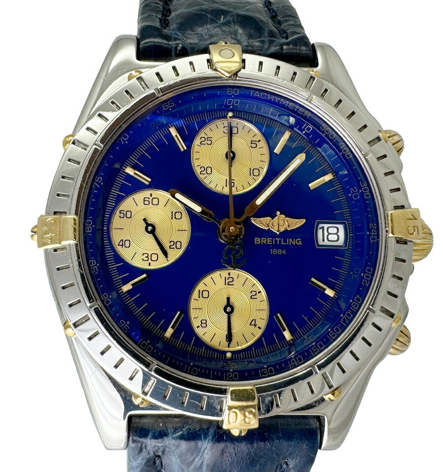 ブライトリング BREITLING クロノマット ビコロ B13050.1 クロノグラフ 中古 メンズ 腕時計 自動巻き ネイビー文字盤。 【日差】タイムグラファ―にて計測、+-18秒前後。 姿勢差や、その他使用環境により、精度は変動する場...