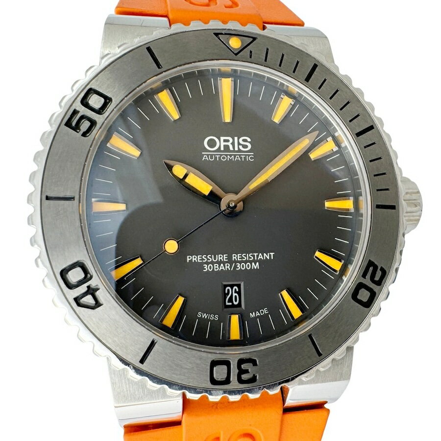 樂天商城 - オリス ORIS アクイス デイト 中古 メンズ 腕時計 自動巻き 01.733.7653.4158-07 4 26 34EB ダイバーズ グレー文字盤 Aランク