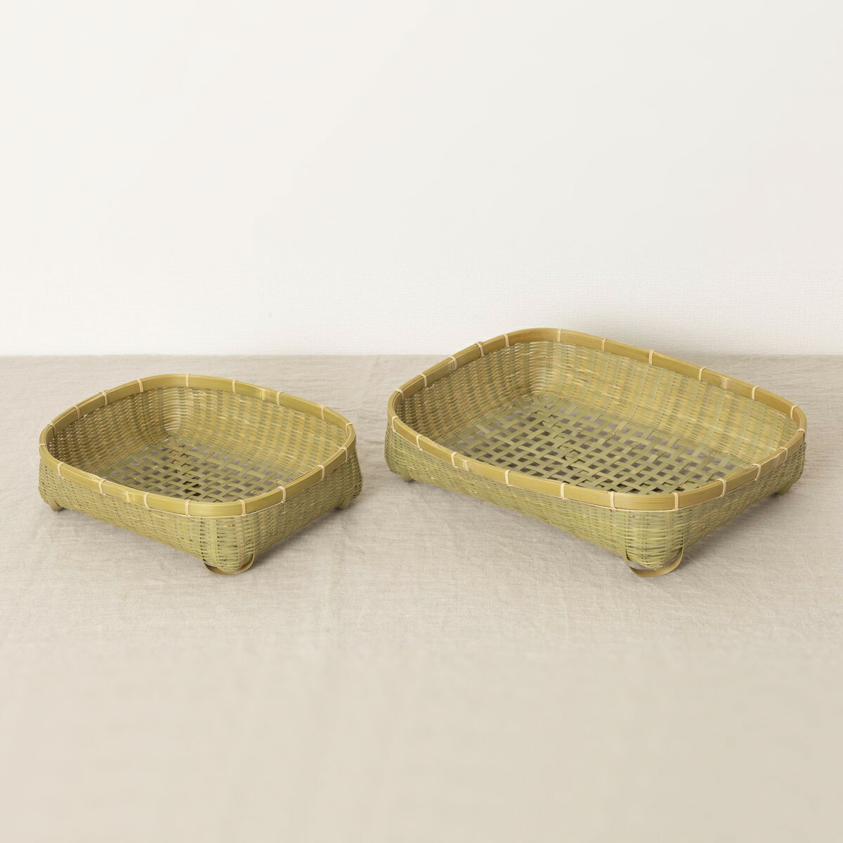 Rakuten - 竹製 水切りかご 小/大 2サイズ 真竹 青竹 食器かご 水切りラック 果物 盛りかご 通気性◎ 四角 浅め 天然素材 日本製 広島県