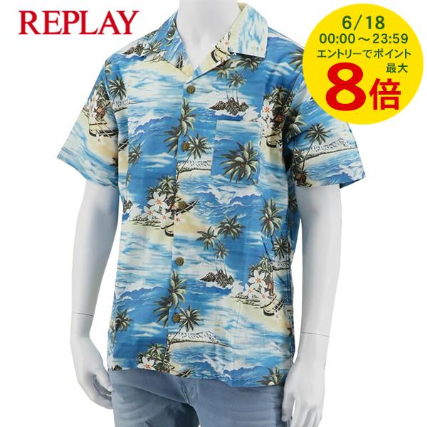【6/18限定！ポイントでのお支払いもポイントアップ】 リプレイ REPLAY メンズ 半袖シャツ 