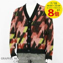 【7/18限定!ポイントでのお支払いもポイントアップ】 メゾンキツネ MAISON KITSUNE メンズ カーディガン GRAPHIC MOHAIR JACQUARD CARDIGAN PECAN PASTURE パステルローズ グラフィック モヘア ジャカード カーディガン ニット Vネック 【プレミアムSTOCK-24AW】